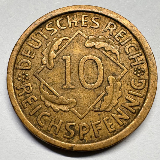 1929 Germany 10 Reichspfennig - Beautiful Coin - #A-021
