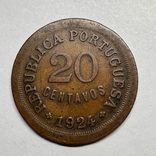 1924 Portugal 20 Centavos - Beautiful Coin - #B-019