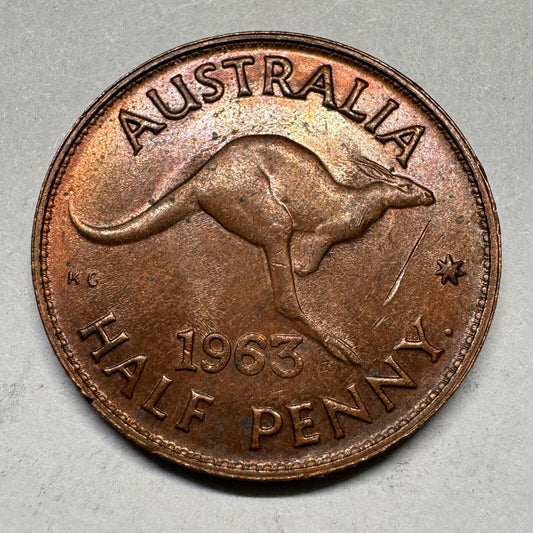 1963 Australia 1/2 Cent Penny - Beautiful Coin - #A-031