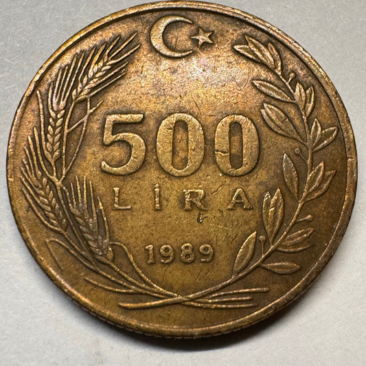 1989 Turkey 500 Lira - Beautiful Coin - #A-030