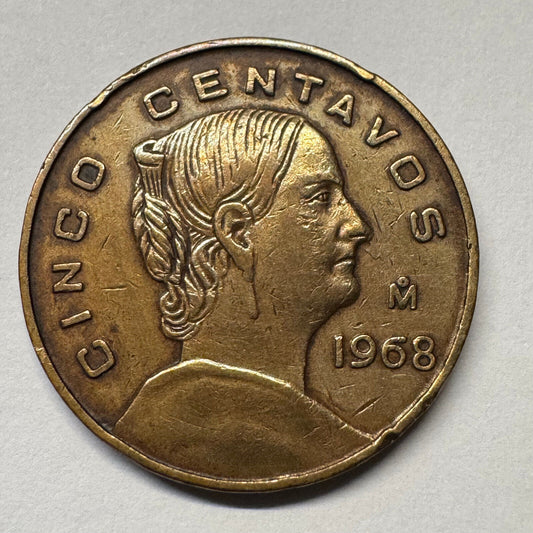 1968 Mexico 5 Centavos - Beautiful Coin - Lot #B-045