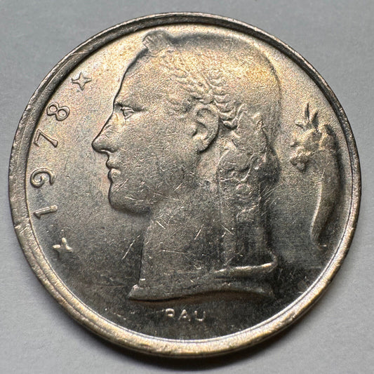 1978 Belgium 5 Francs - Beautiful Coin - #A-063