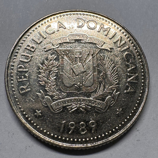 1989 Dominican Republic 25 Centavos - Beautiful Coin - #A-061