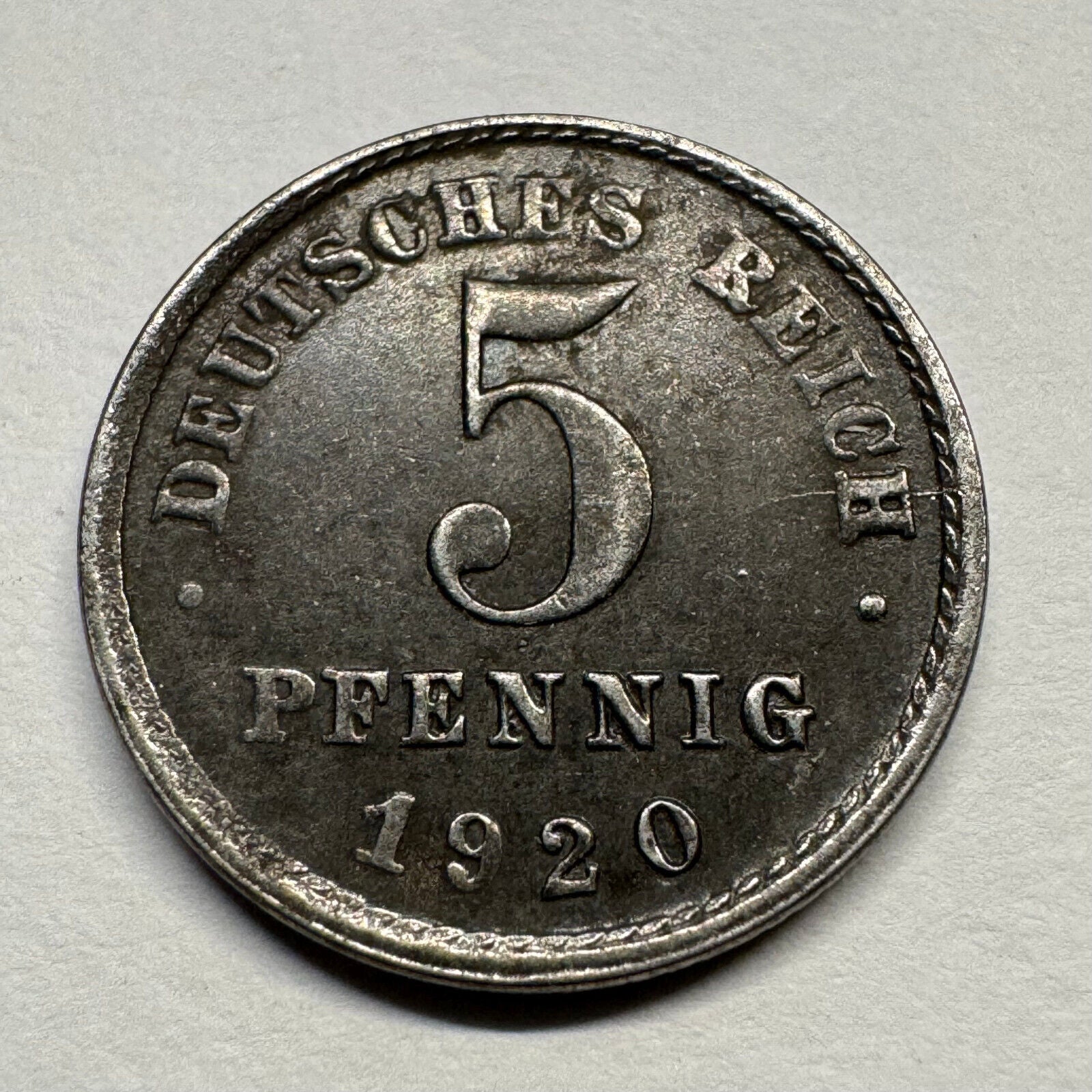 1920 Germany 5 Pfennig - Zinc Clad Iron - Beautiful Coin - #B-057