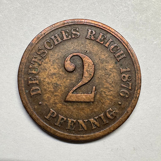 1876 Germany 2 Pfennig - Beautiful Coin - #A-100
