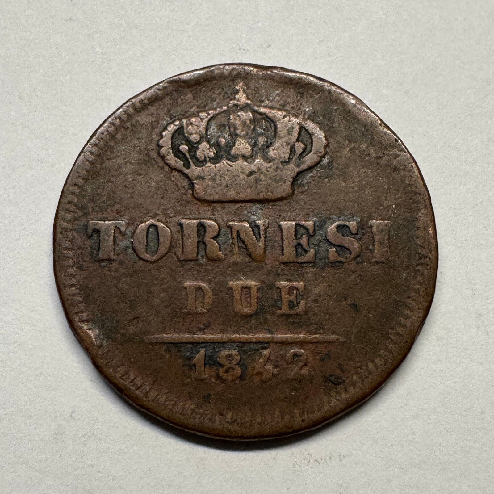 1842 Italian States Naples 2 Tornesi - Beautiful Coin - #B-039