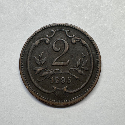 1895 Austria 2 Heller - Beautiful Coin - #B-021