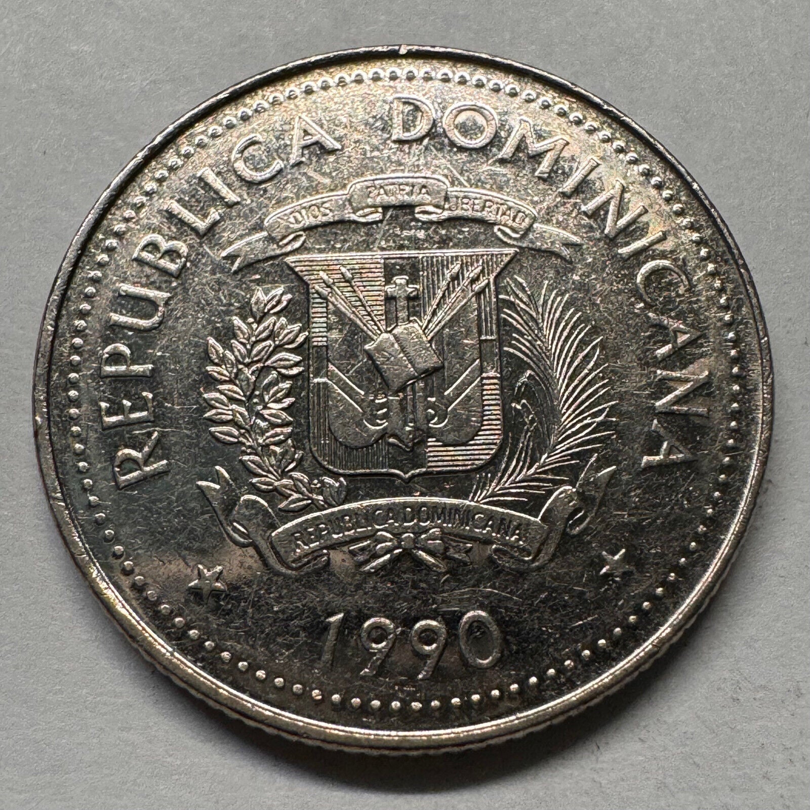 1990 Dominican Republic 25 Centavos - Beautiful Coin - #A-055
