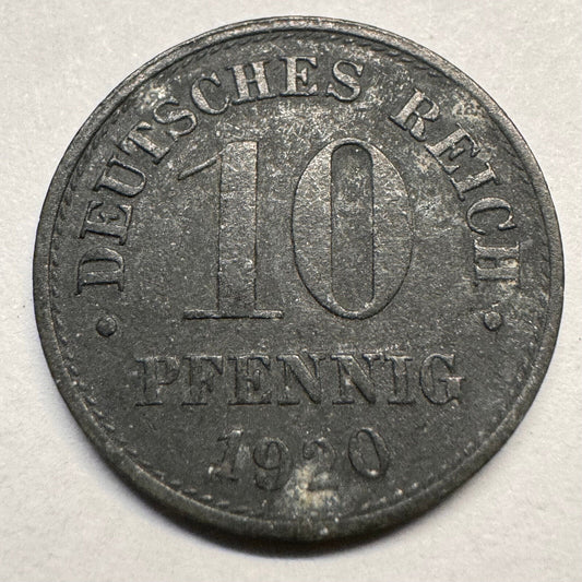 1920 Germany 10 Pfennig - Beautiful Coin - #A-059