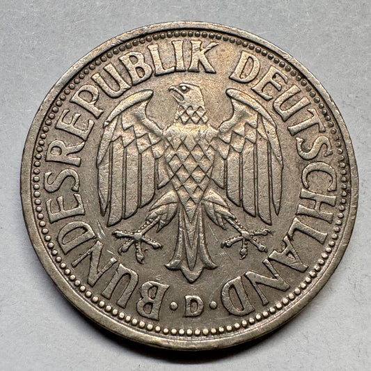 1950 Germany 1 Mark - D - Beautiful Coin - #A-028