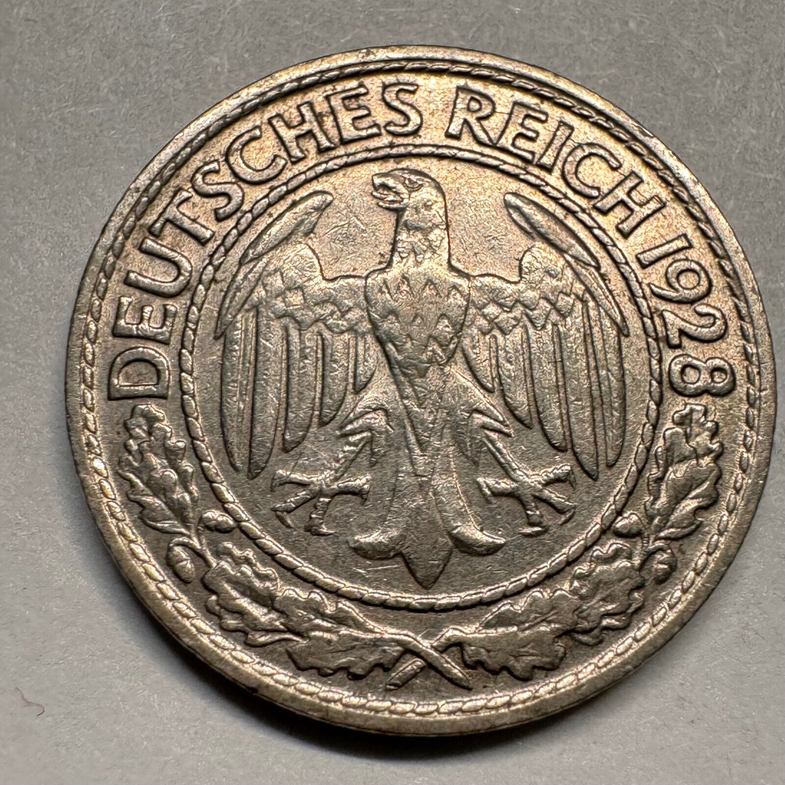1928 Germany 50 Reichspfennig - D - Beautiful Coin - #A-024
