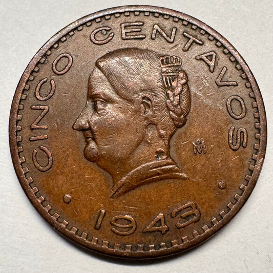 1943 Mexico 5 Centavos - Beautiful Coin - #A-059