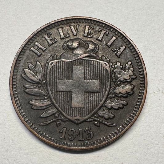 1915 Switzerland 2 Rappen - Beautiful Coin - #B-042
