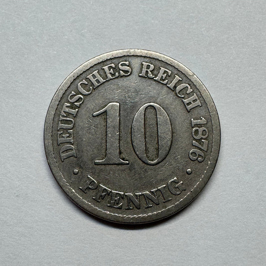 1876 Germany 10 Pfennig - Beautiful Coin - #B-020