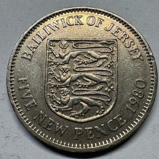 1980 Jersey 5 Pence - Beautiful Coin - #A-008