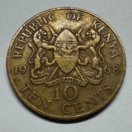 1968 Kenya 10 Cents - Beautiful Coin - #A-007