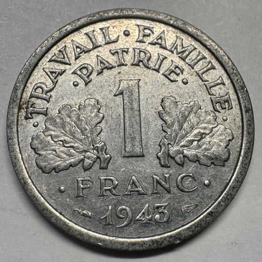 1943 France 1 Franc - Beautiful Coin - #A-073