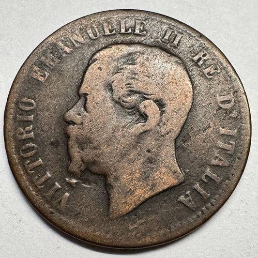 1863 Italy 10 Centesimi - Beautiful Coin - #A-076