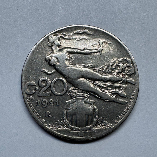 1921 Italy 20 Centesimi - Beautiful Coin - #B-032