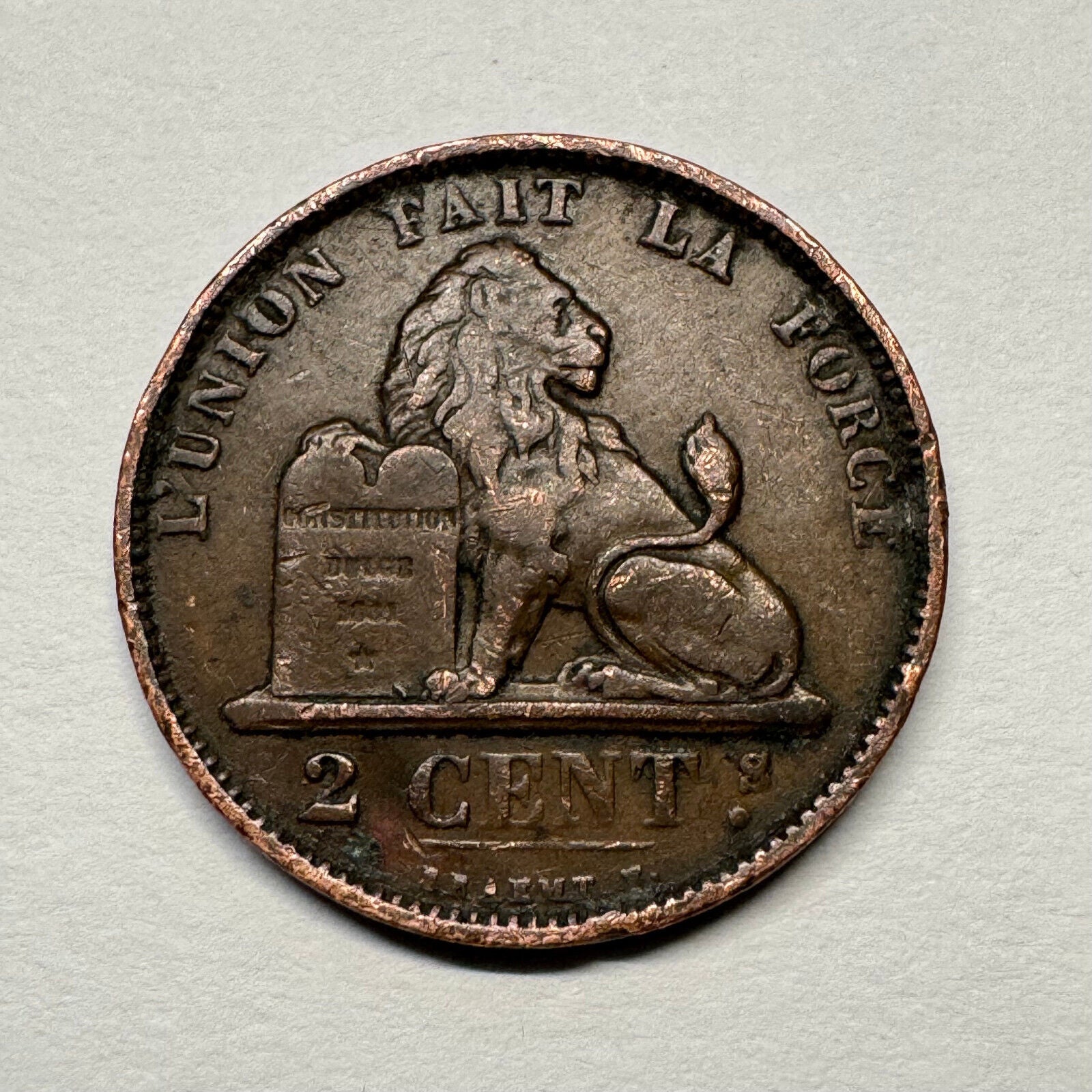1874 Belgium 2 Centimes - Beautiful Coin - Lot #B-044