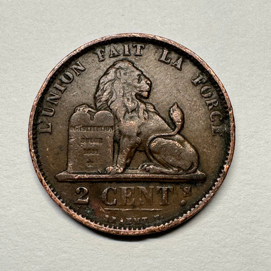 1874 Belgium 2 Centimes - Beautiful Coin - Lot #B-044
