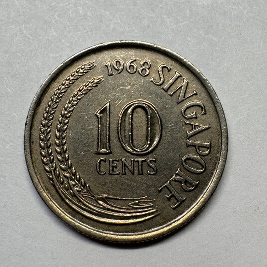 1968 Singapore 10 Cents - Beautiful Coin - #B-032