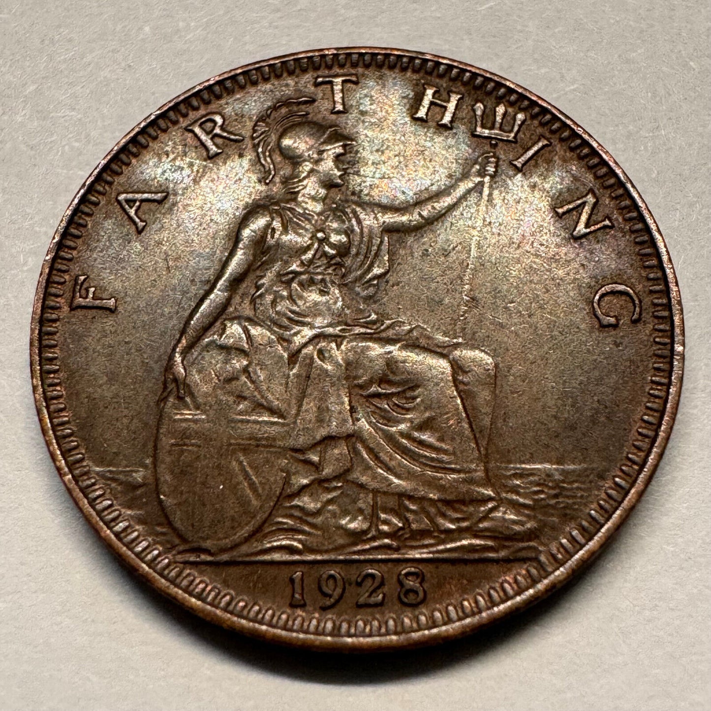 1928 UK 1 Farthing - Beautiful Coin - #A-066