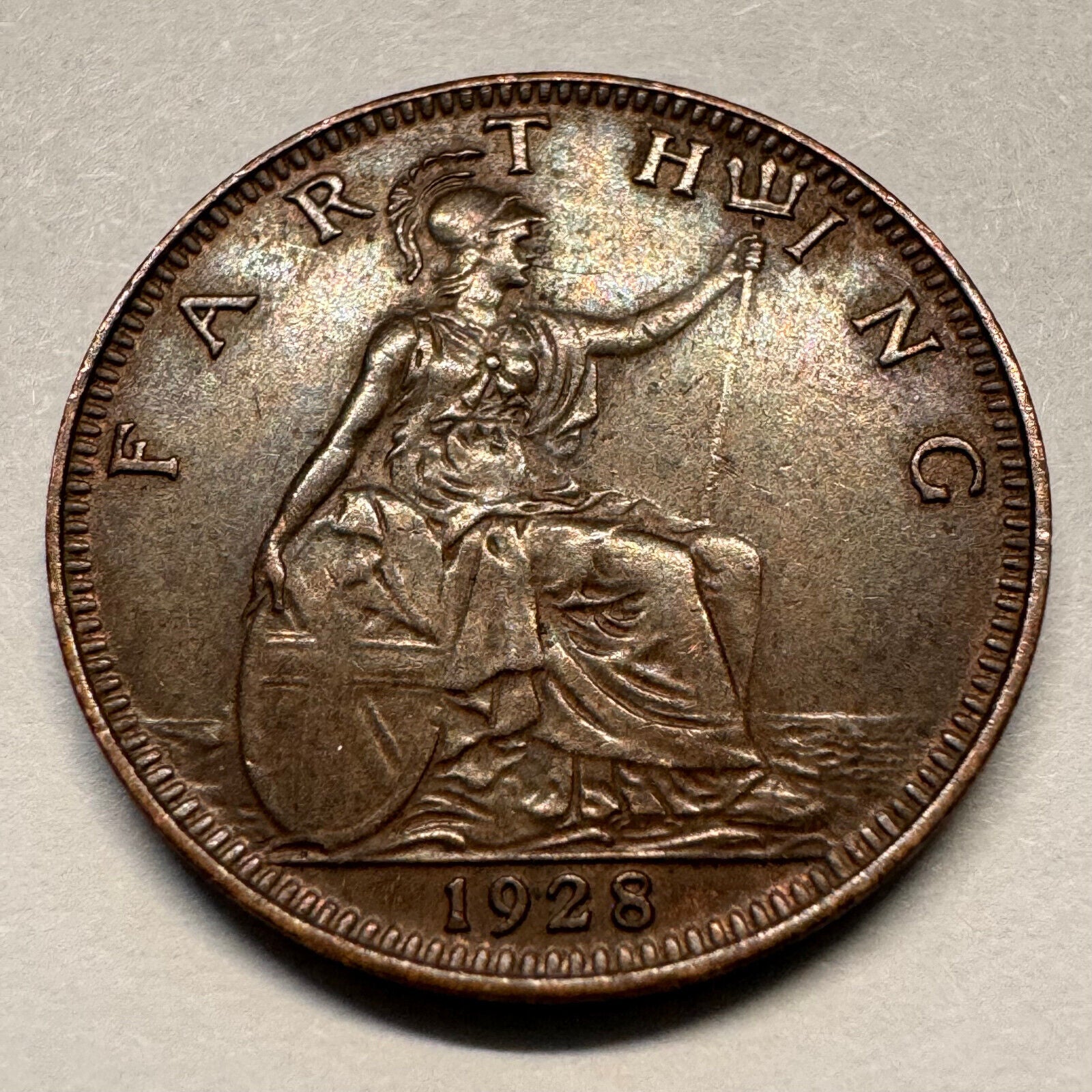 1928 UK 1 Farthing - Beautiful Coin - #A-066