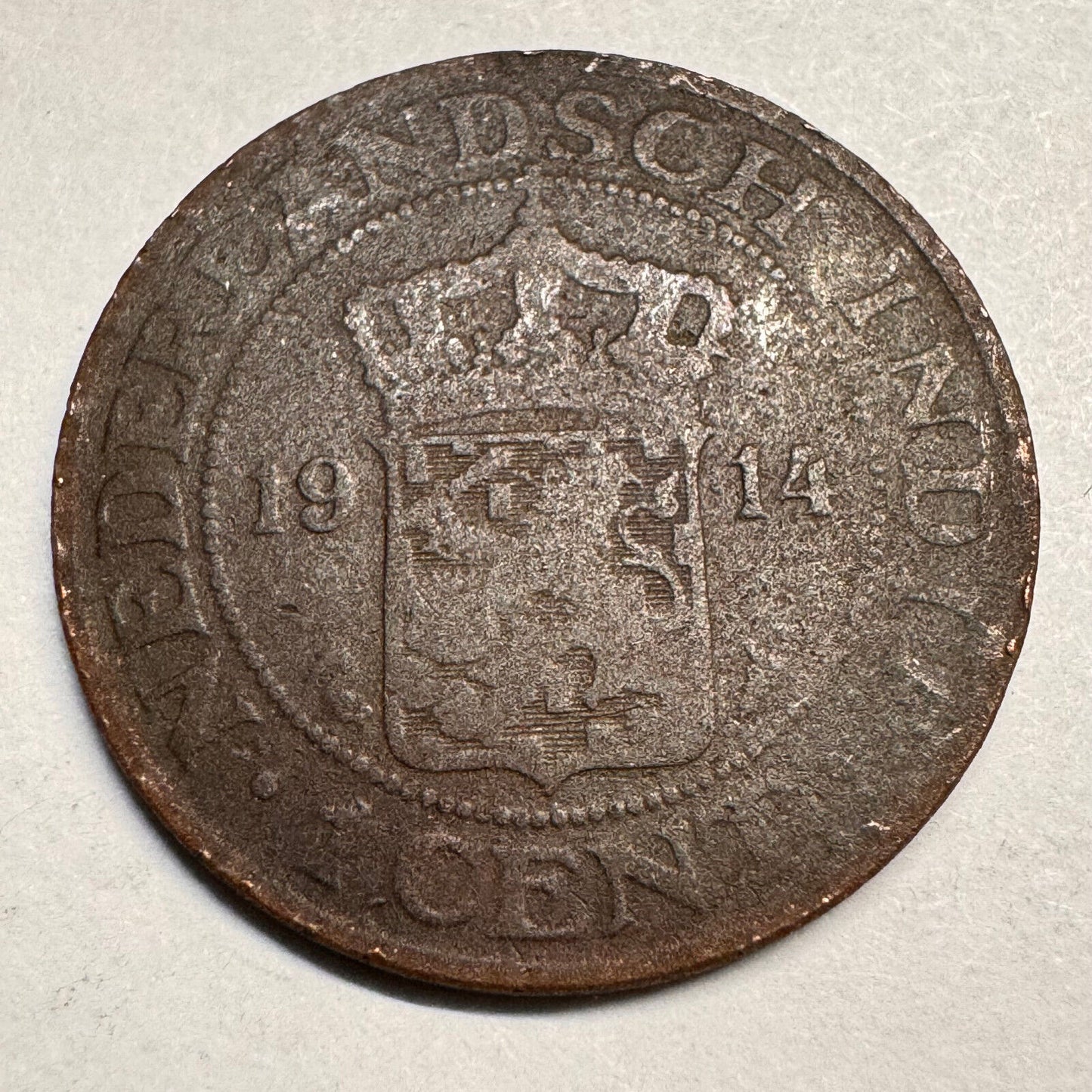 1914 Netherlands East Indies Indonesia 1 Cent - Beautiful Coin - #A-025