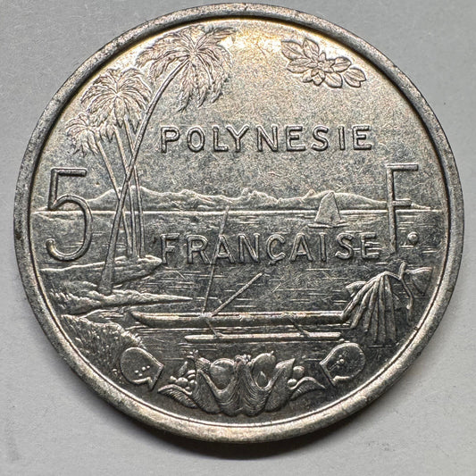 1990 French Polynesia 5 Francs - France - Beautiful Coin - #A-018