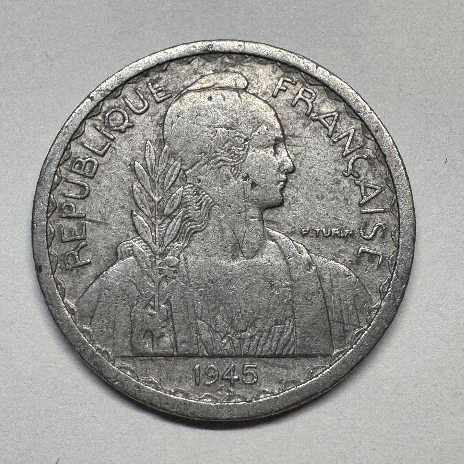 1945 French Indochina 10 Cents  - Beautiful Coin - #B-060