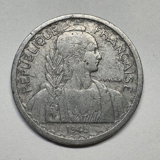 1945 French Indochina 10 Cents  - Beautiful Coin - #B-060