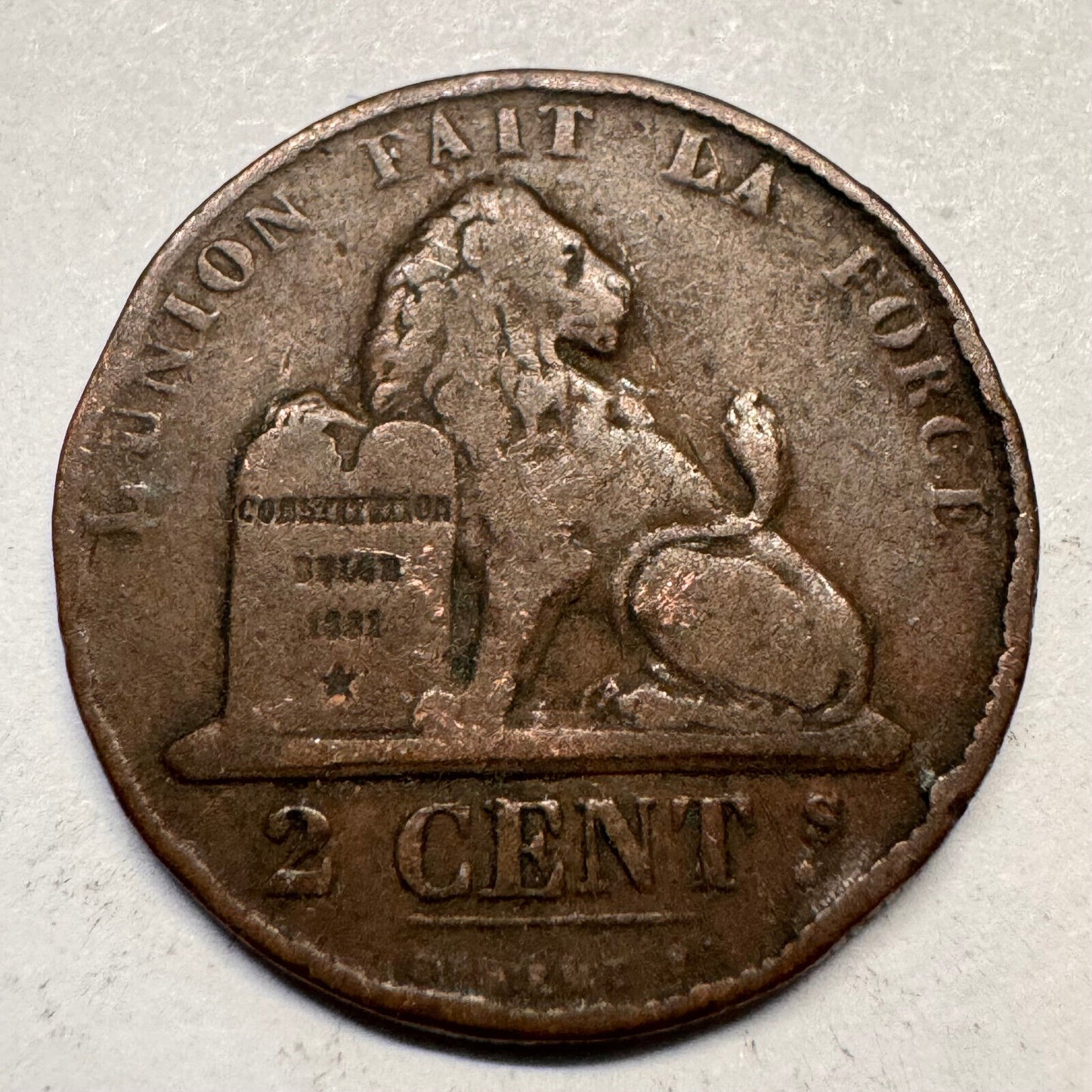 1863 Belgium 2 Cents - Beautiful Coin - #A-048
