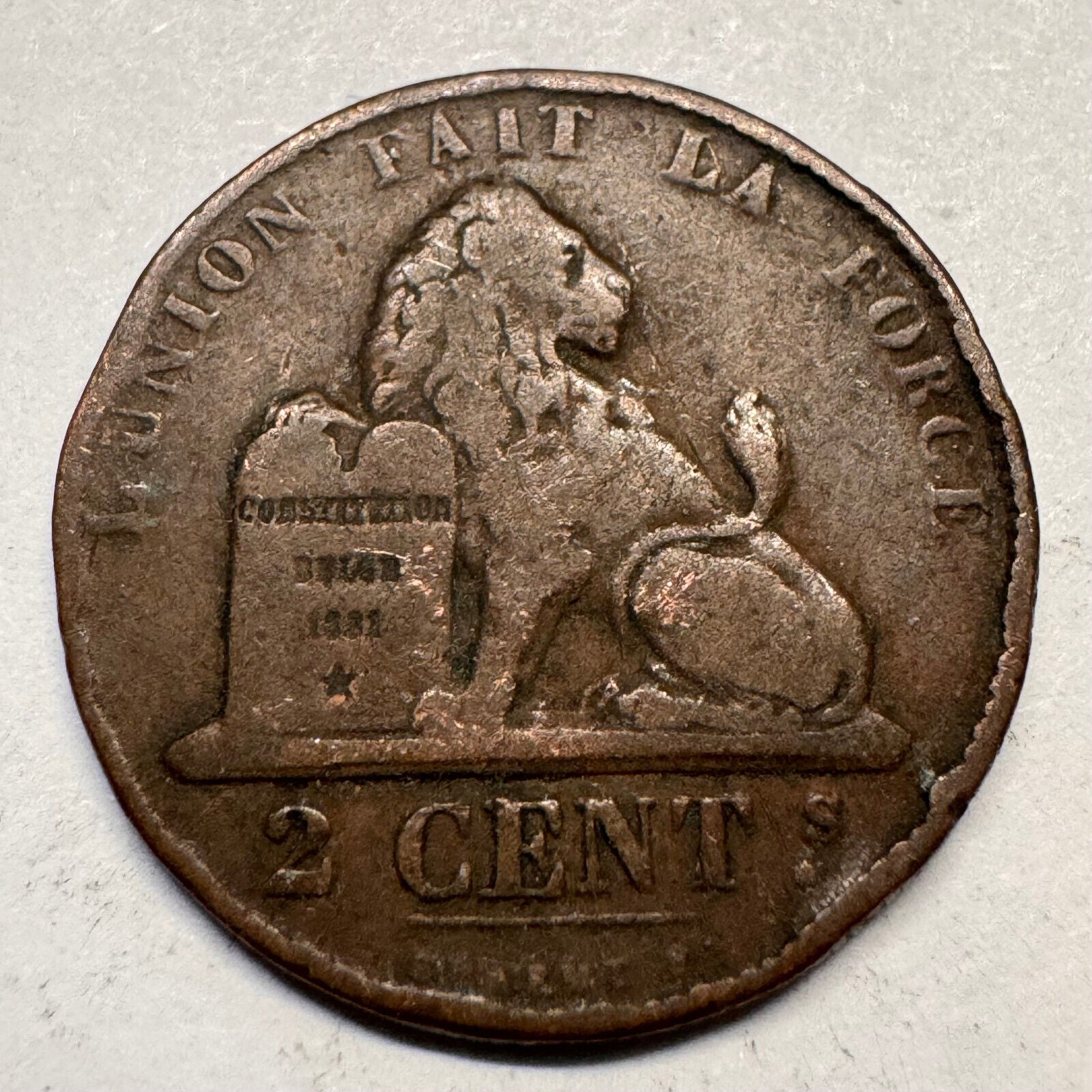 1863 Belgium 2 Cents - Beautiful Coin - #A-048