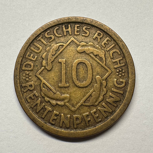 1924 Germany 10 Rentenpfennig - Beautiful Coin - #B-056