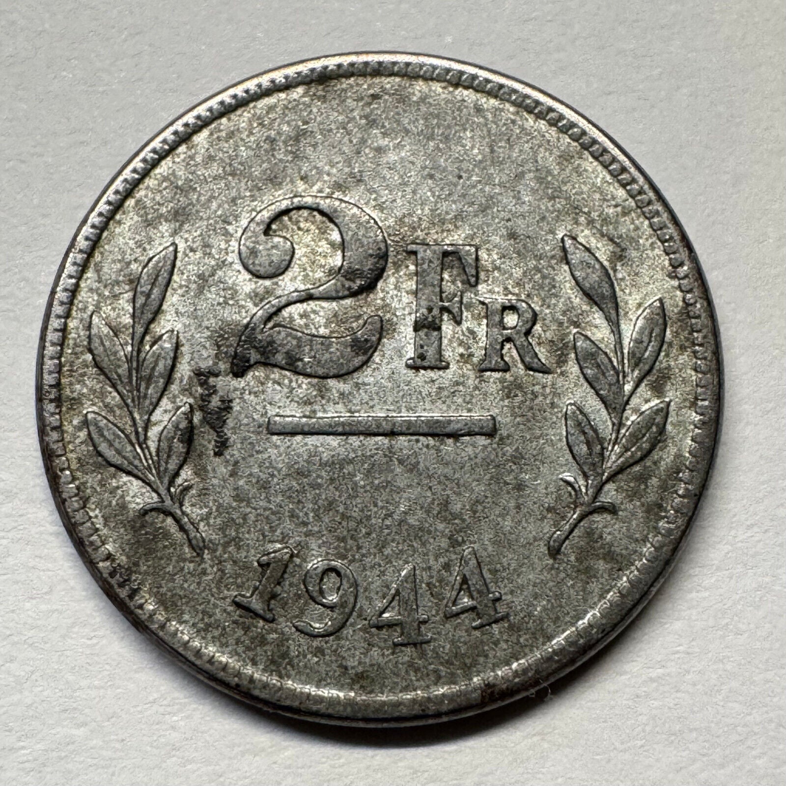 1944 Belgium 2 Francs - Beautiful Coin - #B-048