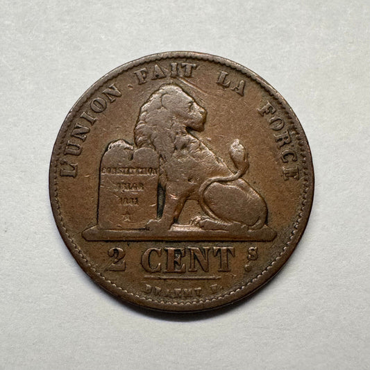 1870 Belgium 2 Cents - Beautiful Coin - #B-014