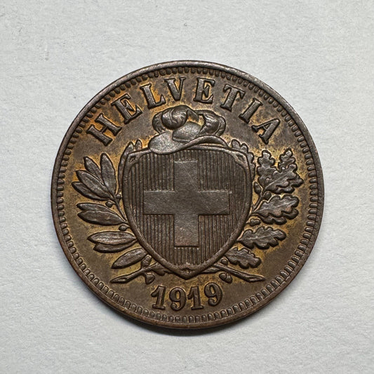 1919 Switzerland 2 Rappen - Beautiful Coin - #B-056