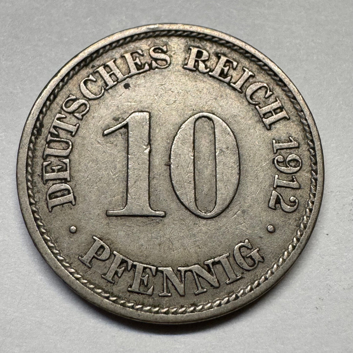 1912 Germany 10 Pfennig - Beautiful Coin - #A-093