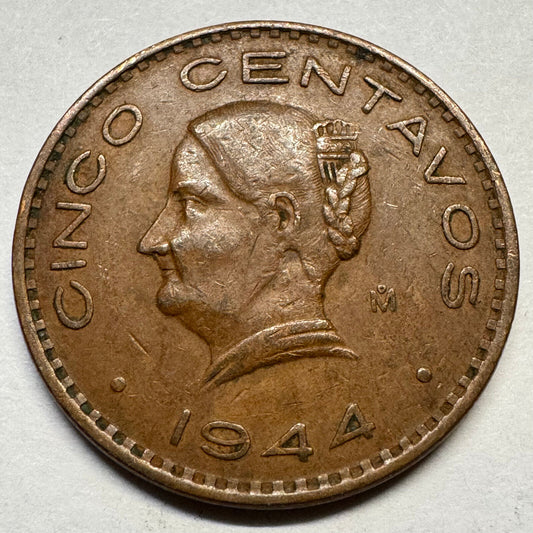1944 Mexico 5 Centavos - Beautiful Coin - #A-075