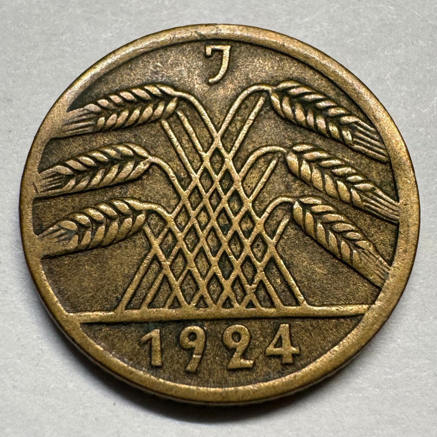 1924 Germany 5 Reichspfennig - J - Beautiful Coin - #A-074