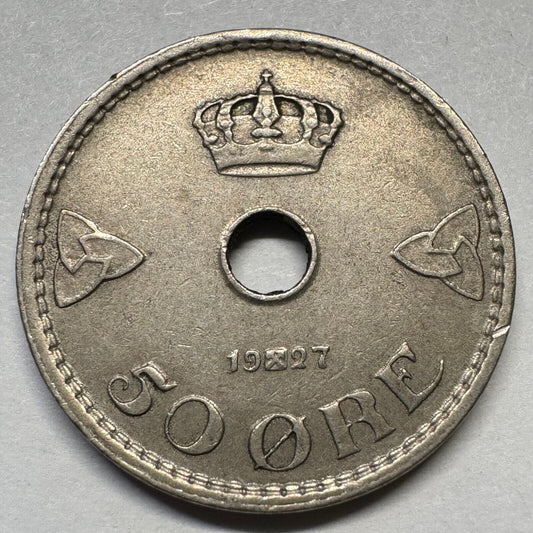 1927 Norway 50 Ore - Beautiful Coin - #A-082