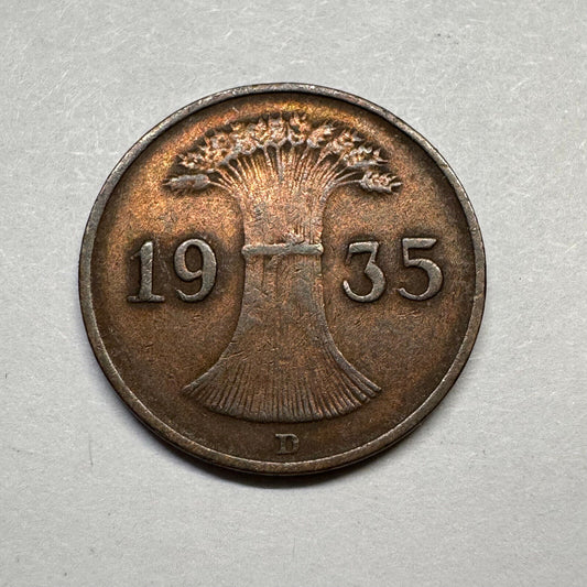 1935 Germany 1 Reichspfennig - Beautiful Coin - #A-100