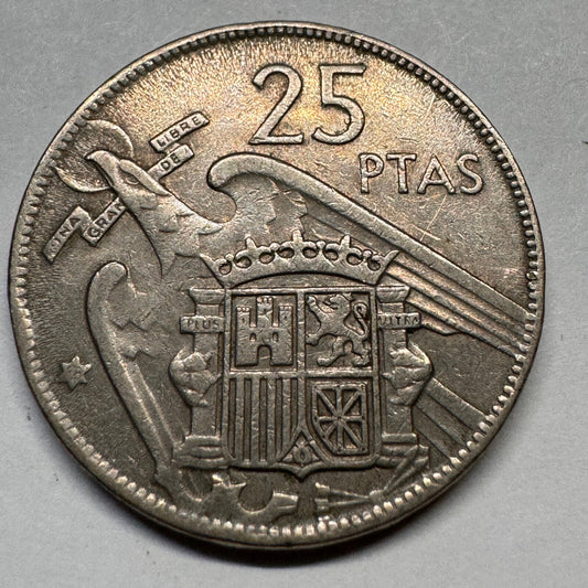1958 Spain 25 Pesetas - Beautiful Coin - #A-037