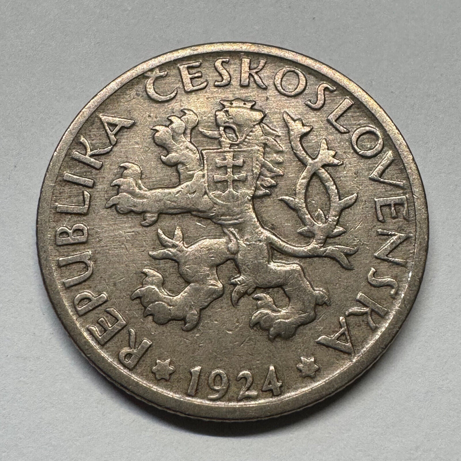 1924 Czechoslovakia 1 Koruna - Beautiful Coin - Lot #B-045