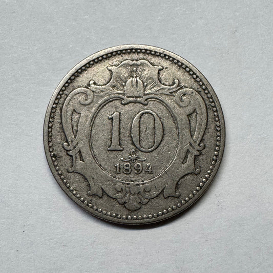 1894 Austria 10 Heller - Beautiful Coin - #B-020