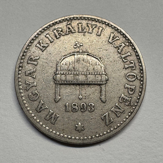 1893 Hungary 20 Filler - Beautiful Coin - Lot #B-044