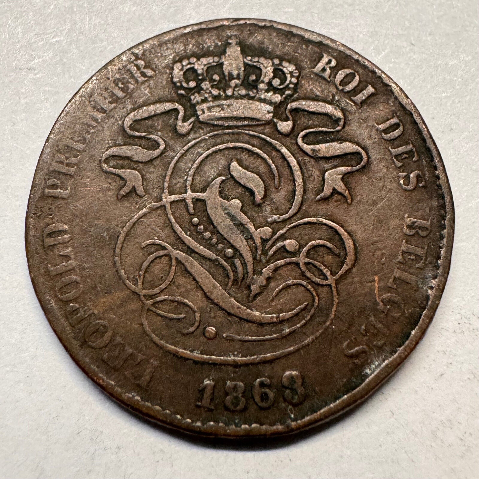 1863 Belgium 2 Cents - Beautiful Coin - #A-048