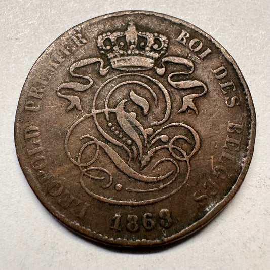 1863 Belgium 2 Cents - Beautiful Coin - #A-048