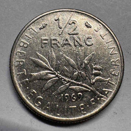 1969 France 1/2 Franc - Beautiful Coin - #A-048